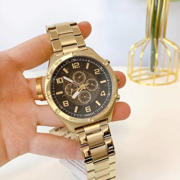 NWT Fossil Brox Automatic Gold-Tone Stainless Steel Watch BQ2667 - Picture 1 of 7